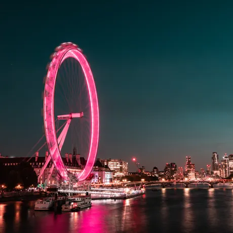 London Eye lit up at night