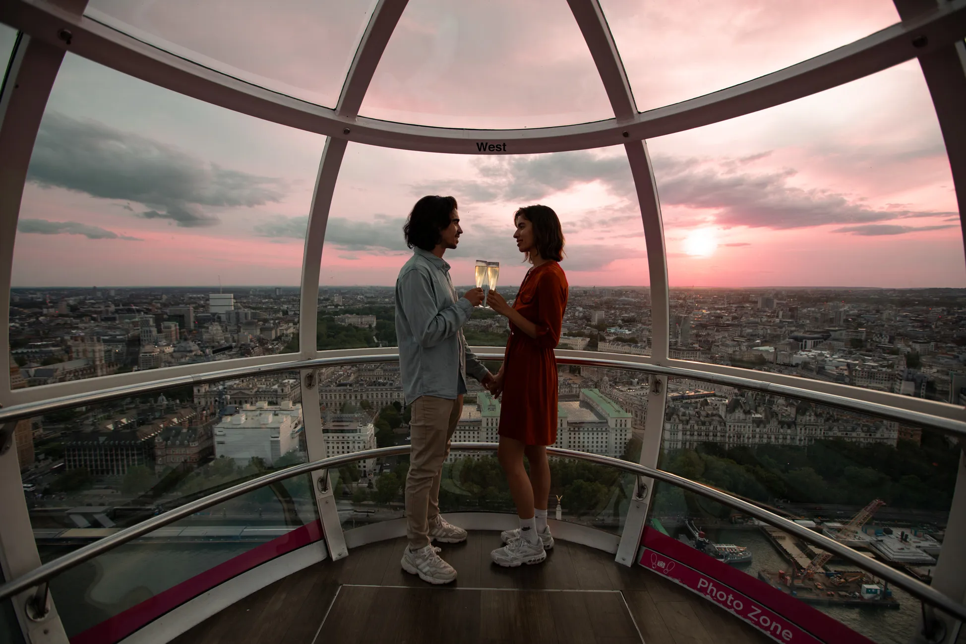 A sunset date on the London Eye