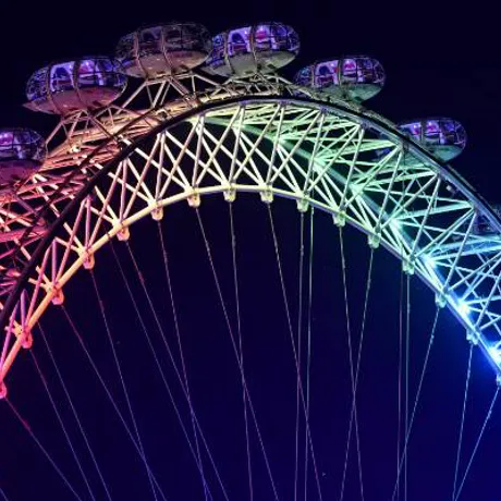 London Eye lit up rainbow